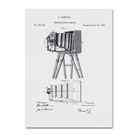Claire Doherty 'Photographic Camera Patent 1885 White' Canvas Art,18x24